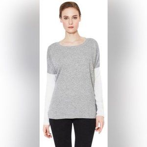 Vince Colorblock Sweater Gray Ivory Wool Cashmere XS